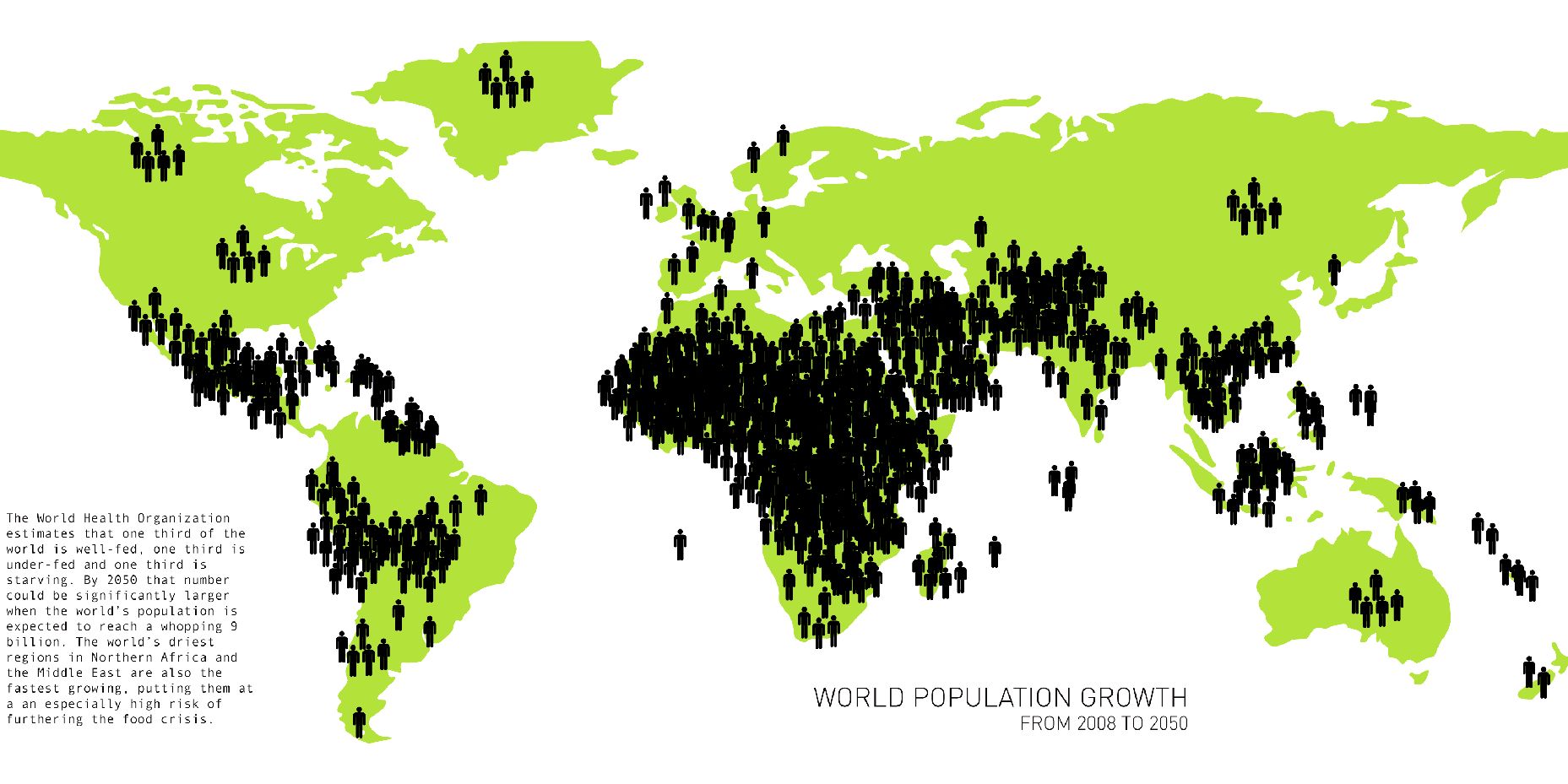 Map of the world showing population growth