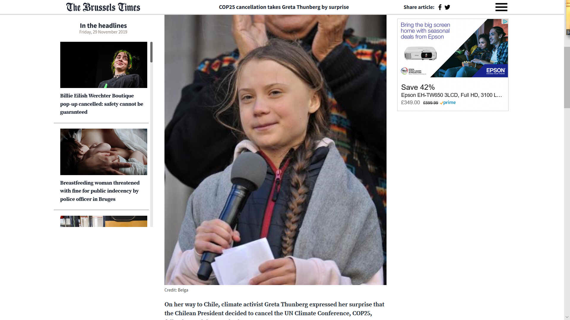 Greta Thunberg stranded in the USA, asks for help to get to Europe